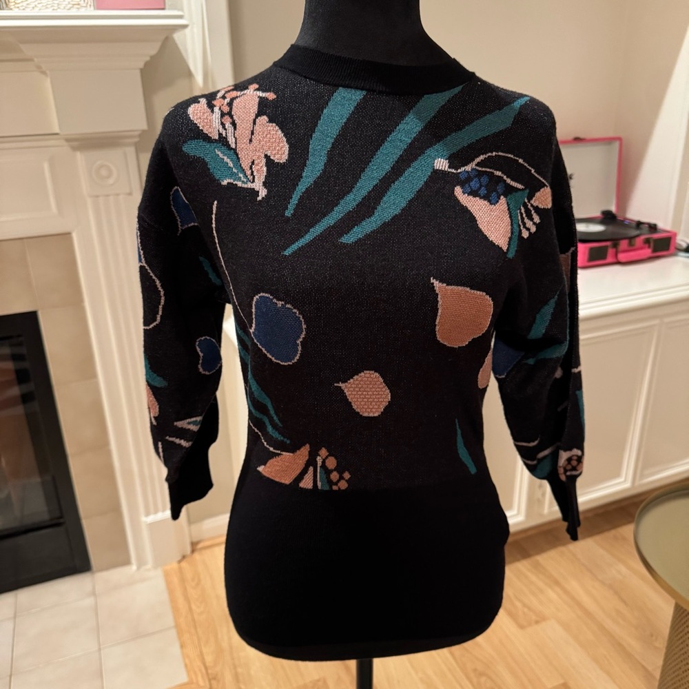 REBECCA TAYLOR Floral Tulip 90s Inspired Sample Sweater Size Small GUC
